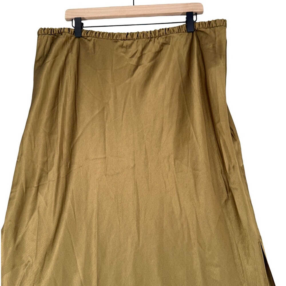 J.Crew Collection Pull On Maxi Skirt XXL Luster Crepe Slits Elastic Waist Boho - Picture 3 of 9